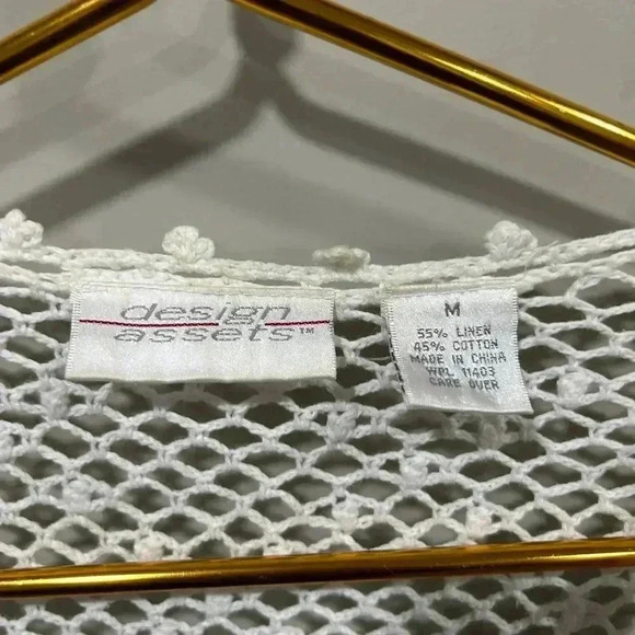 Y2K Design Assets Vintage  Crochet Linen-Cotton Cardigan Women's‎ Sz M - Picture 6 of 9